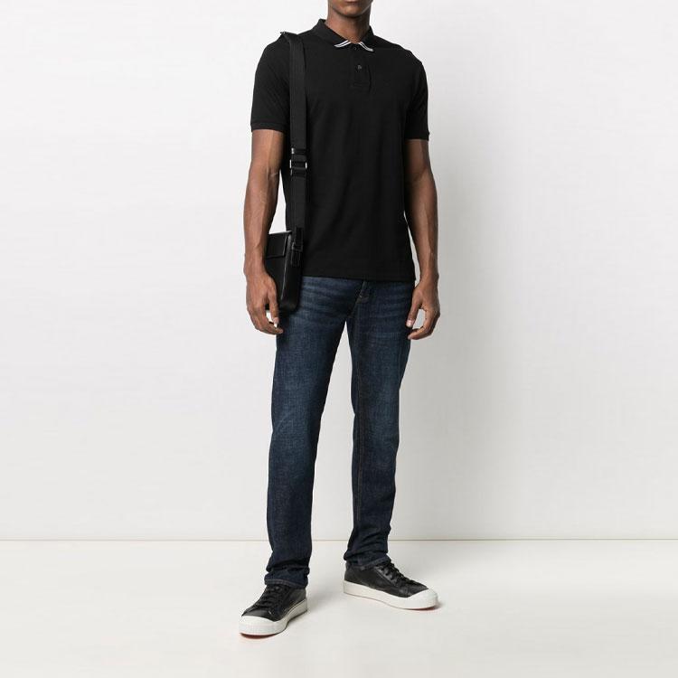 Emporio Armani Однотонная мужская футболка-поло с коротким рукавом Черная 3K1FM6-1JTKZ-0999