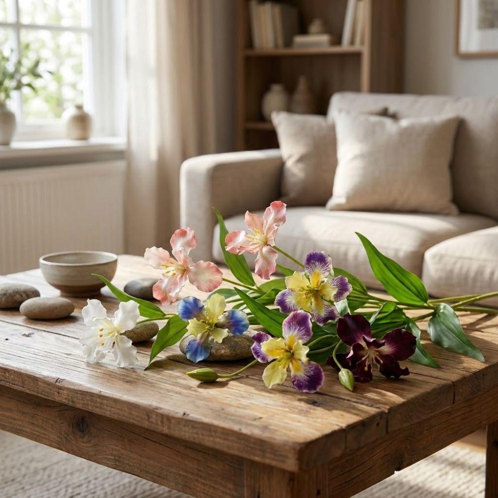Realistic Artificial Iris Flower Branch Long Branch Faux Flower Hotel Decoration