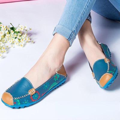 Обувь большого размера, 42,43, повседневная обувь для мам, удобная женская кожаная обувь на плоском каблуке с мягким принтом и принтом.