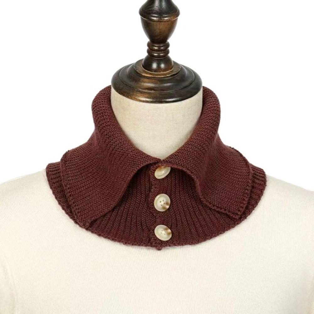 Однотонный вязаный шерстяной шарф с пуговицами на нагруднике, элегантный воротник-стойка, студент
