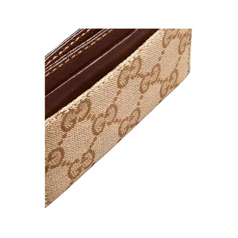 Gucci Brand Print Artificial Leather Card Holder Unisex Couple Style Sand and Brown