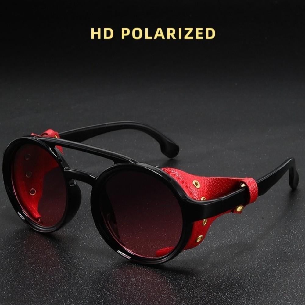 Leather Side Retro Round Glasses Anti Wind Vintage Goggles Classic Steampunk Sunglasses Outdoors