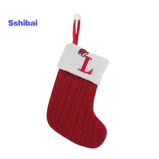 Рождественский чулок с вышитой буквой и подвесной веревкой, тонкая работа, рождественский чулок, праздничное рождественское украшение