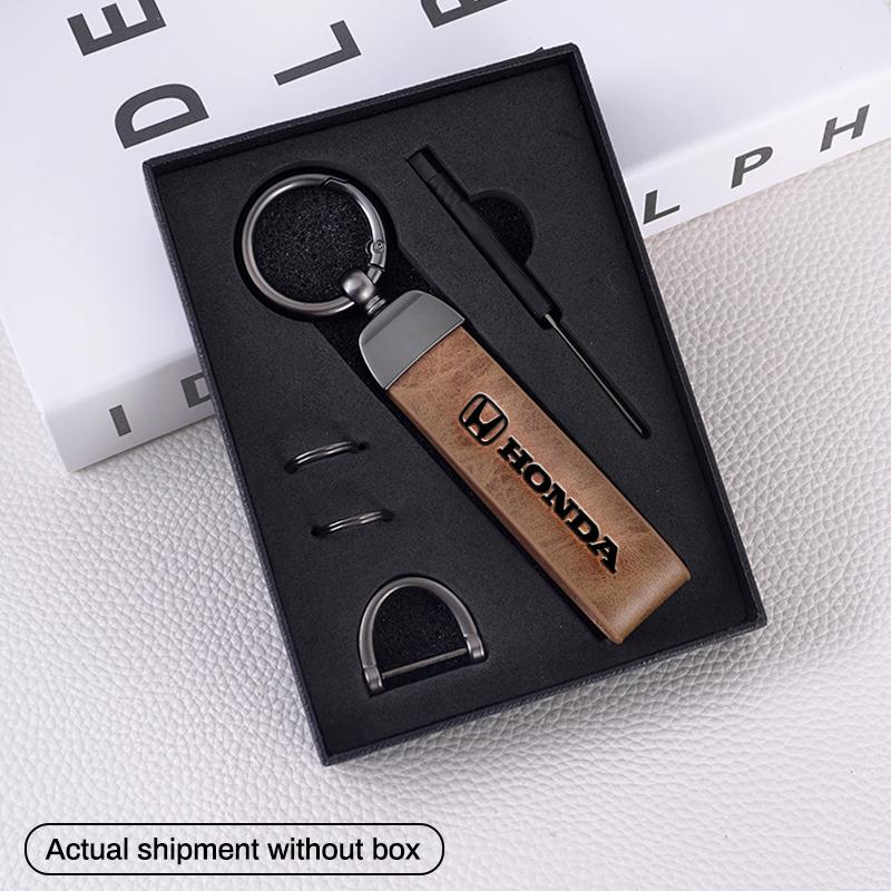 CPO1 Leather Metal Car Keychain Buckle Keyring Key Rings Holder For Honda Civic FIT Accord Prelude CRV 5th City CRZ CRX Jazz HRV