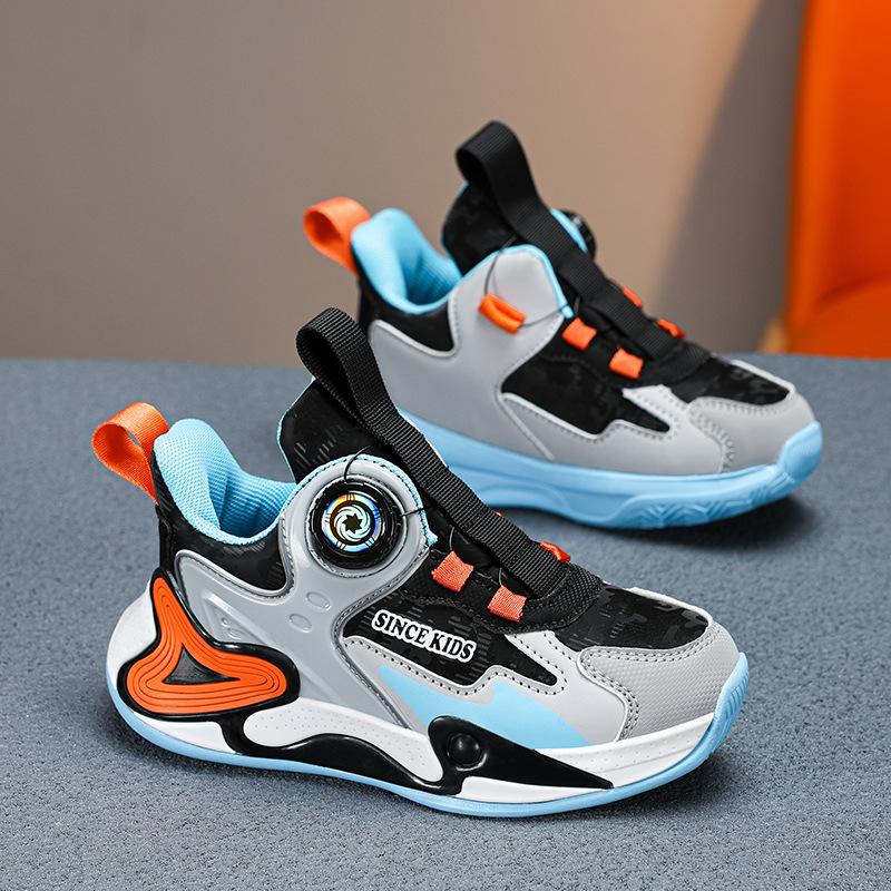 Children's Sports Shoes Boys' Basketball Shoes 2025 Spring and Autumn Wear-resistant Leather Surface Waterproof and Lightweight Children's Running Sho
