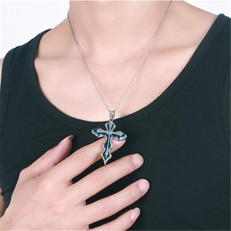 Necklace Chain Cross Pendant Crucifix Stainless Steel Unisex's