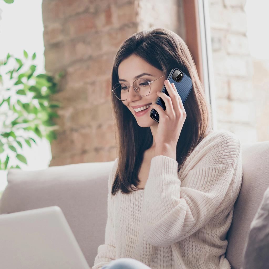 Dux Ducis Fino Case Cover Covered With Nylon Material Iphone 14 Plus Blue