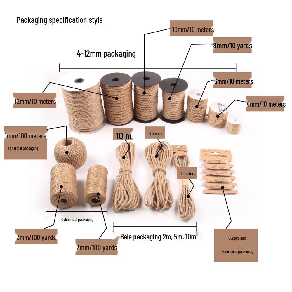 Пеньковая веревка для поделок своими руками: Джут ручной работы для рождественских украшений, упаковки, бирок, плетения и флористики.