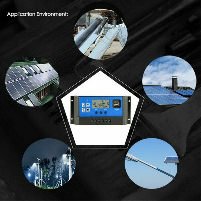 Контроллер заряда батареи солнечной панели 30А 12 В/24 В ЖК-регулятор Автоматический двойной USB