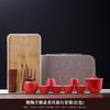 Outdoor simple black pottery coarse pottery travel tea set ceramic portable tea gift box Kung Fu Kuaike cup printing