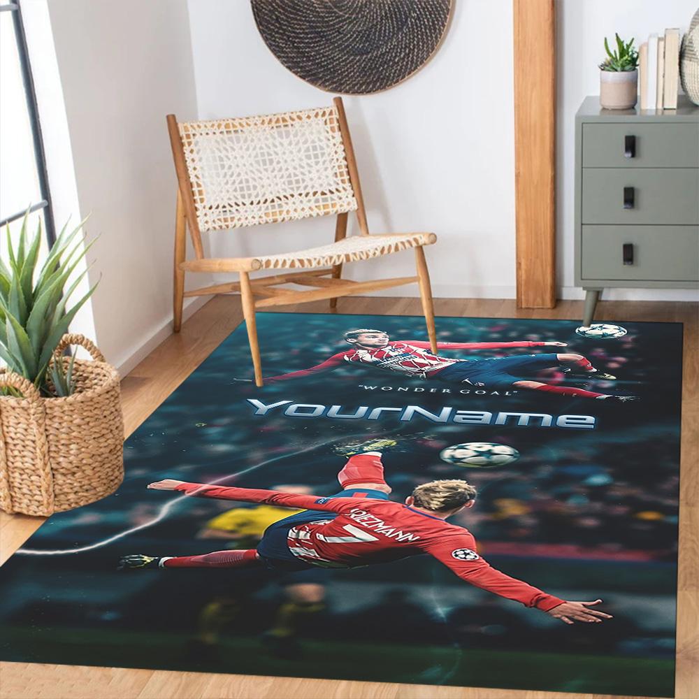 Atletico Madrid Personalized Text Carpet Design for Foyer Entryway Living Rooms Game Room Anti-slip Rug Decorate Offices Wedding Party Gift