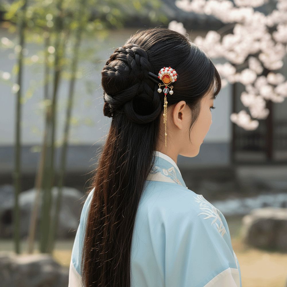 Red New Chinese Style Hair Clip Tassel Hanfu Hairpin Temperament Wooden Hair Stick  Bridal