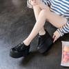 Single shoes women's 2025 new autumn women's shoes leather surface platform white shoes muffin heel height increase casual shoes lace-up tide