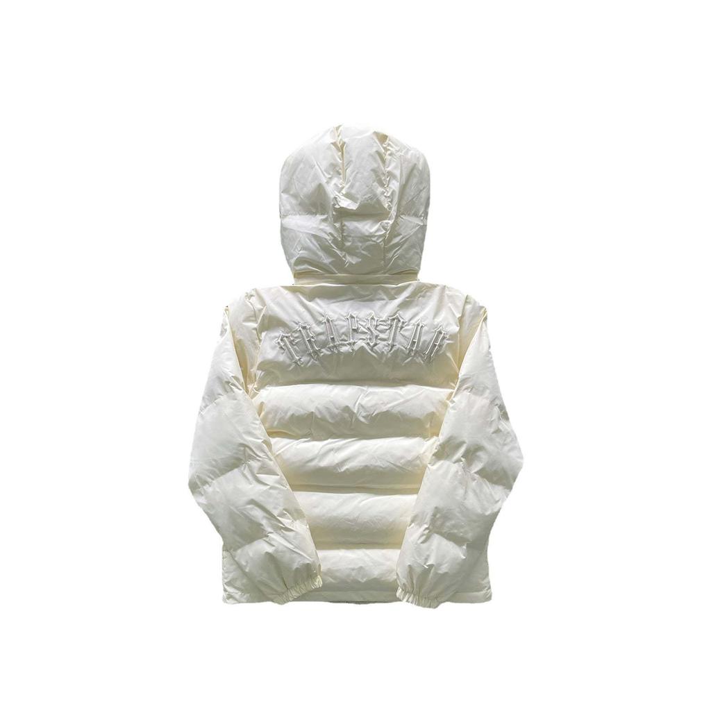 Бежевая хлопковая куртка Trapstar с маленьким логотипом и съемным капюшоном