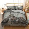 Vintage Motorcycle 3D Three-Piece Quilt Cover Home Textile Bedding Kit Size