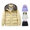 Winter Down Coat Padded Hooded Stand Collar Pockets Zip-up Parka Windproof Heat Retention Daily Cold Weather Outwear Cotton Jacket