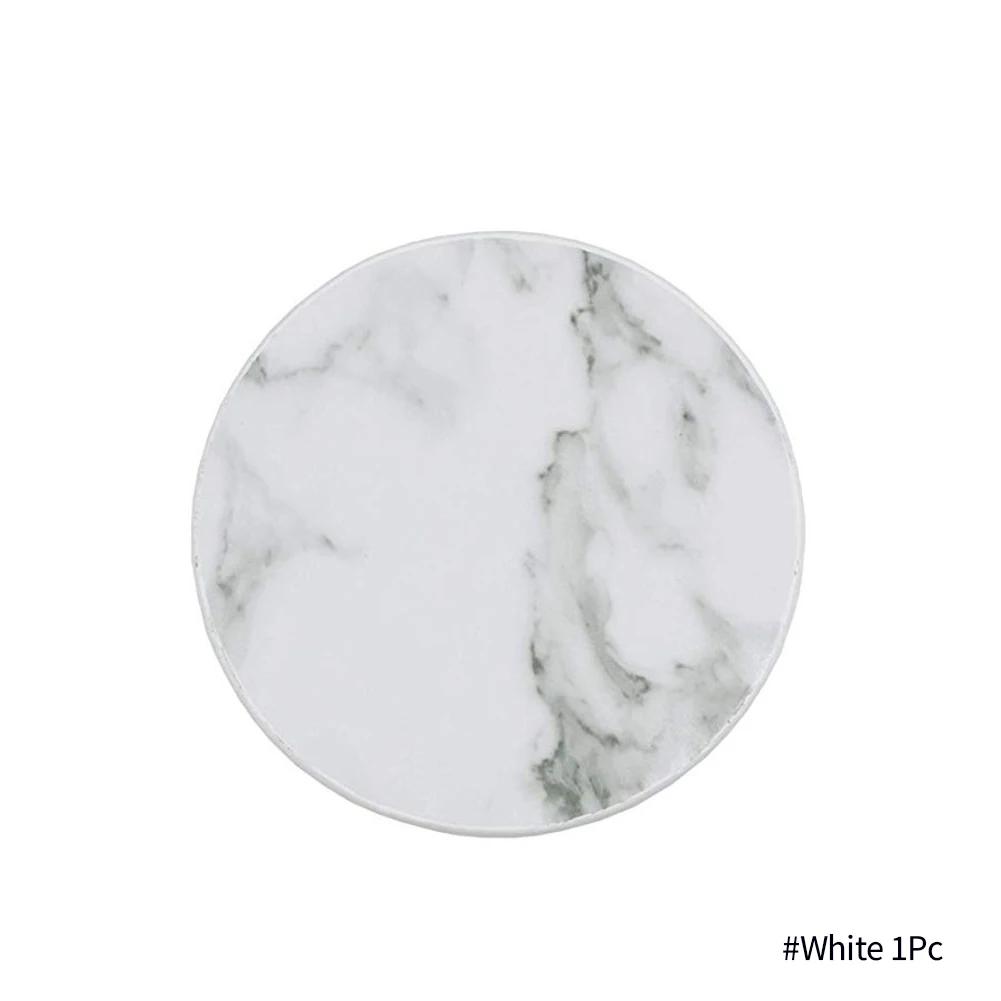 1/6PCS Artificial Leather Marble Coaster Drink Coffee Cup Mat Table Placemats Round Heat-resistant Tea Pad Table Pad Holder