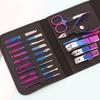 16Pcs Manicure Set with Faux Leather Case Flat Oblique Nail Clippers Eyebrow Scissors Nail File Cleaner