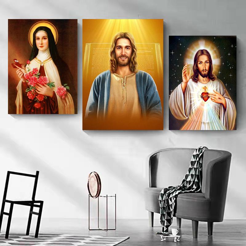 Плакат с изображением Иисуса и принты, христианская картина на холсте, настенные художественные картины для гостиной, спальни, украшения дома, подарки