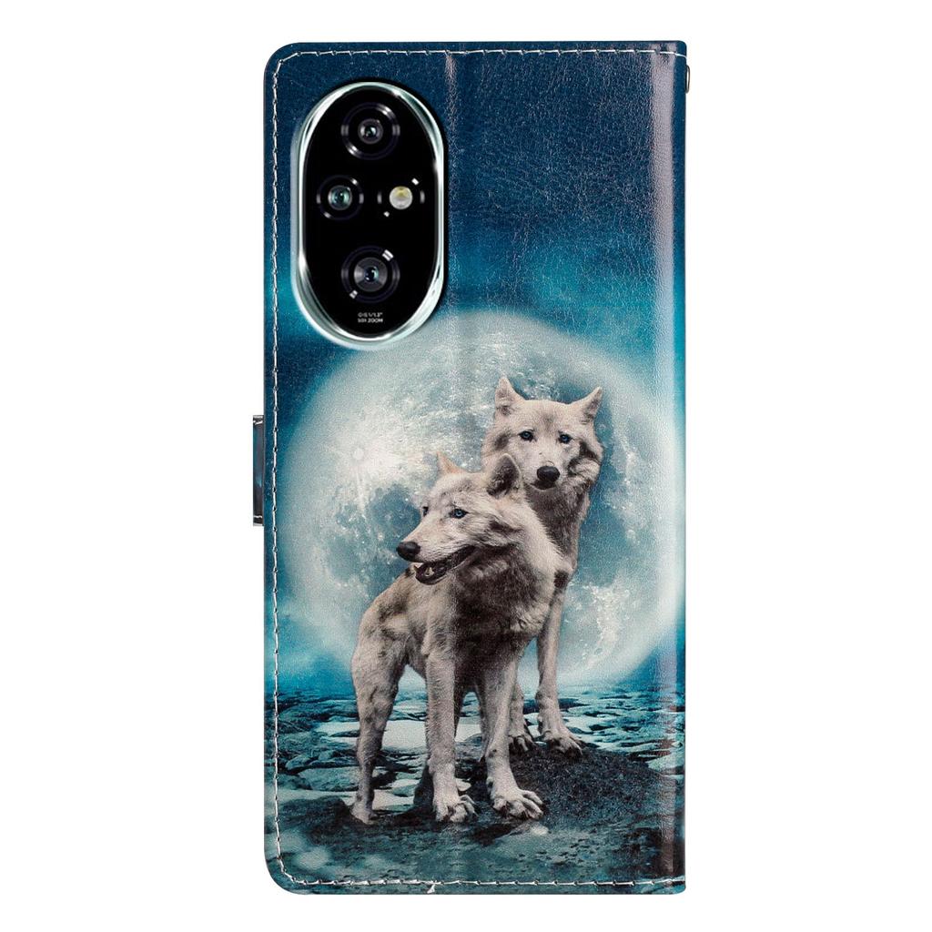 Для Honor 200 Pro 5G Чехол-бумажник из ПУ кожи с печатью узора, подставка, чехол для телефона с ремешком