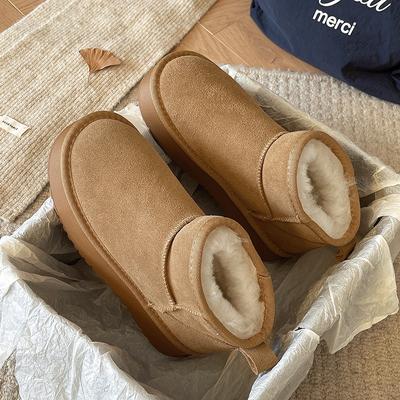 Зимние женские ботинки на толстой подошве с внутренней платформой, новые, зимние, с утолщенным подкладом, водонепроницаемые и нескользящие, короткие, хлопковые туфли-хлебушки