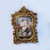 European Vintage Golden Resin Photo Frame Embossed Floral Wall Hanging Background Decor for Photography Home Display Ornament