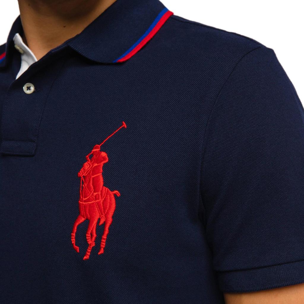 Polo Ralph Lauren SS24 Логотип Big Pony Вышитая Футболка-поло с коротким рукавом Мужской верх Темно-синий 710803454-002