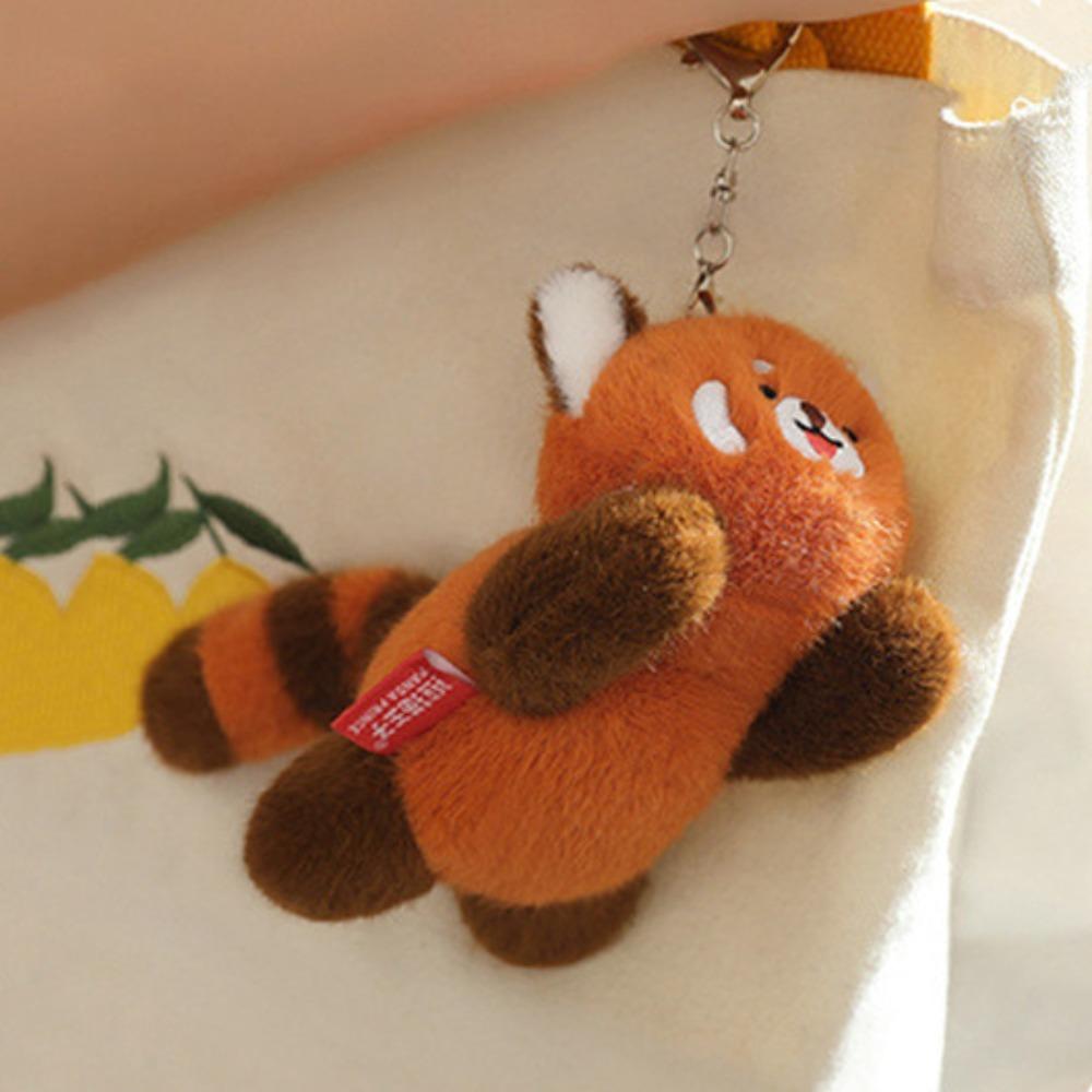 Animal Panda Doll Pendant Rotating Tail Raccoon Plush Keyring Panda Plush Keychain Bag Pendant
