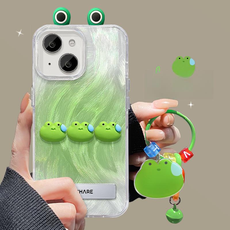 Подходит для Apple 15 Перьевая пряжа Чехол для мобильного телефона Iphone14promax Пот Лягушка Кукла Подвеска 13 Невидимый кронштейн