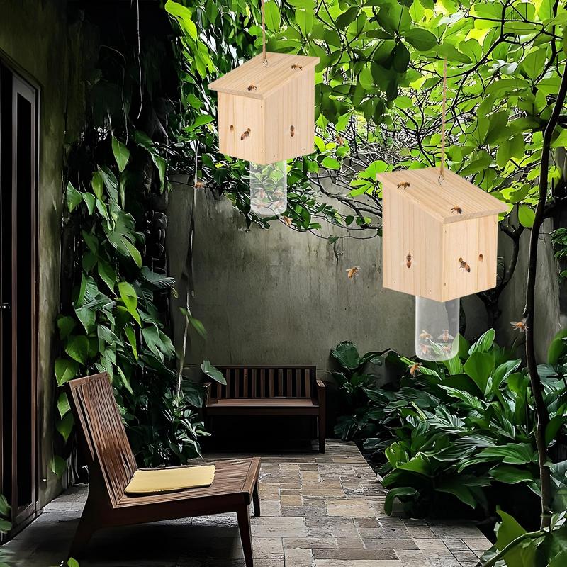 Деревянная ловушка для пчел Nature Подвесная деревянная ловушка для пчел-плотников Наружное устройство для ловли в стиле рустик для наружного сада, сада, фермы