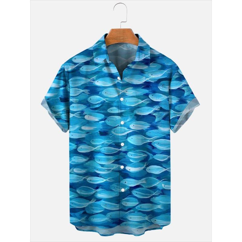 Модные летние рубашки с принтом черепахи Гавайские рубашки на пуговицах Мужские летние пляжные рубашки с коротким рукавом Повседневные мужские рубашки с лацканами