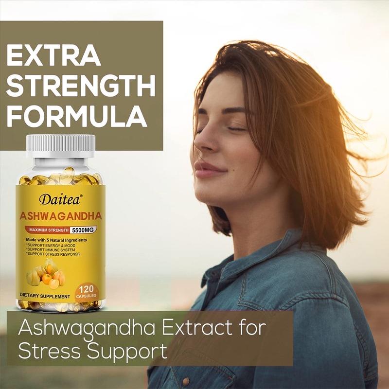 Ashwagandha Maximum Strength 5500mg Formula Made with 5 Natural Ingredients for Energy Mood and Stress Response Support