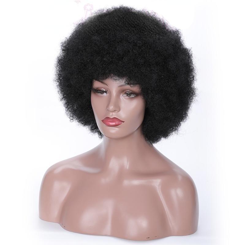 MERISIHAIR Women Fashion Short Black Hair Wigs Afro Curly Wig for Women Synthetic Fiber Wig