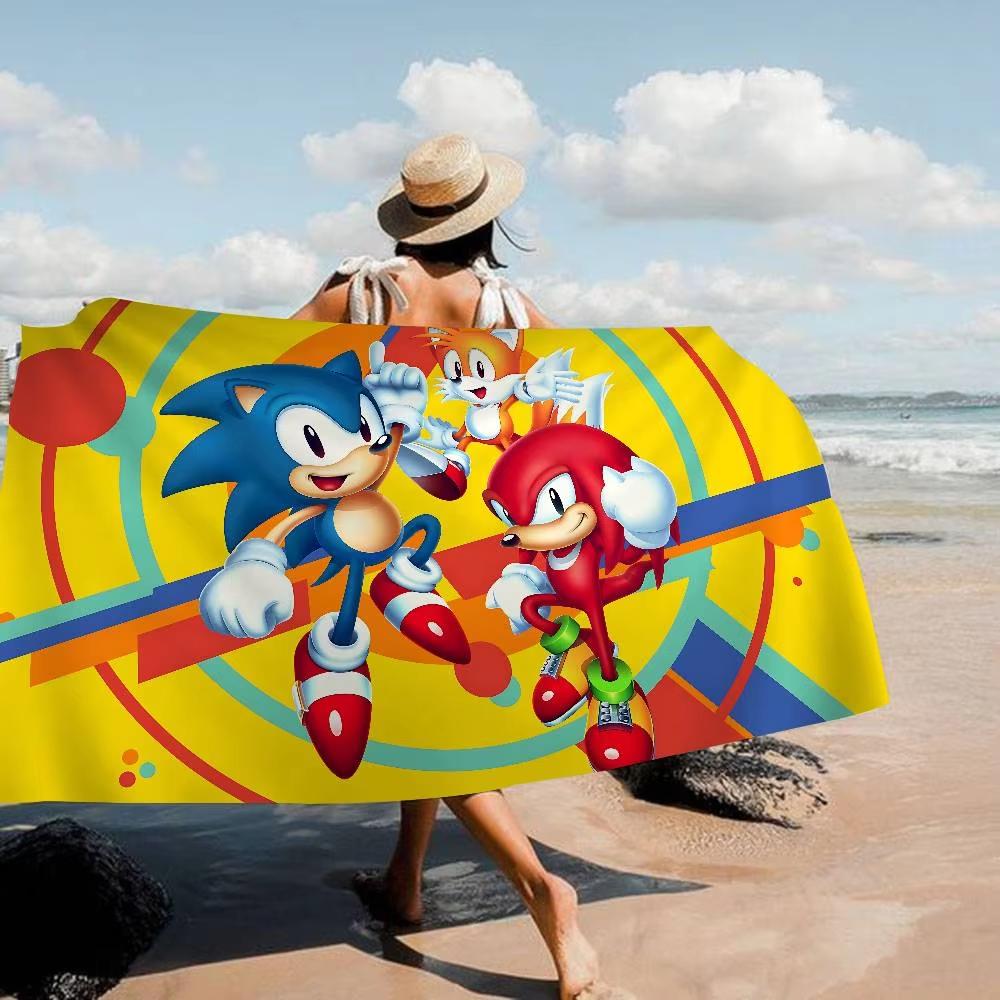 Anime S-Sonic H-HedgehogES Big Microfiber Beach Towel Quick Dry Sand-Free Pool Yoga Travel Towel for Swimming And Fitness