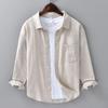 Men's Linen Business Casual Long Sleeve Shirt - Spring/Summer Versatile Cotton Linen Top