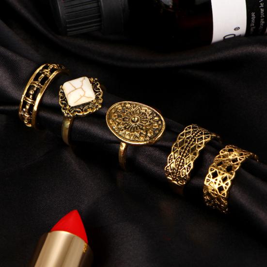 5Pcs/Set Vintage Women's Finger Knuckle Midi Stack Tip Rings Jewelry Gift Golden
