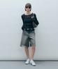 MONGDOL Side Shirred Mesh Long Sleeve Black Mdts061Black