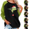 Женский модный повседневный топ с круглым вырезом и длинными рукавами с рождественским принтом
