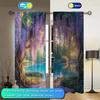 2pcs Painting of Wisteria Flowers Printed Curtain for Home Decor - Rod Pocket Window Treatment for Bedroom, Office, Kitchen