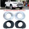 For Mitsubishi Outlander 2013 2014 2015 Car ABS Silver Black Front Bumper Fog Light Lamp Cover Frame Bezel Shell