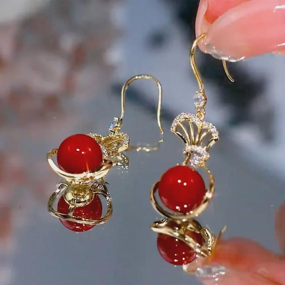 Серьги-бусины Lucky Bag Red 2024 — мода осень/зима в китайском стиле