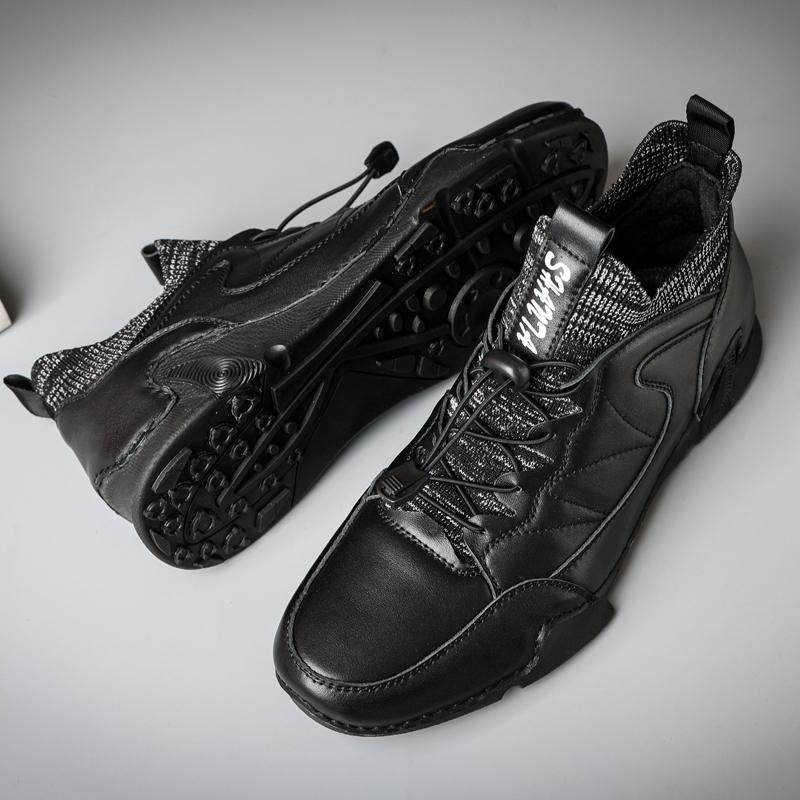 Winter Leather Men Boots Super Warm Mens Snow Boots with Fur Man Casual Shoes Walking Sneakers High Top Western Ankle Boots