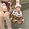 Модные короткие сапоги с мехом 2024 года, зимние плюшевые новые плюшевые милые плоские туфли с круглым носком и бабочкой, женские хлопковые туфли Zapatos De Mujer