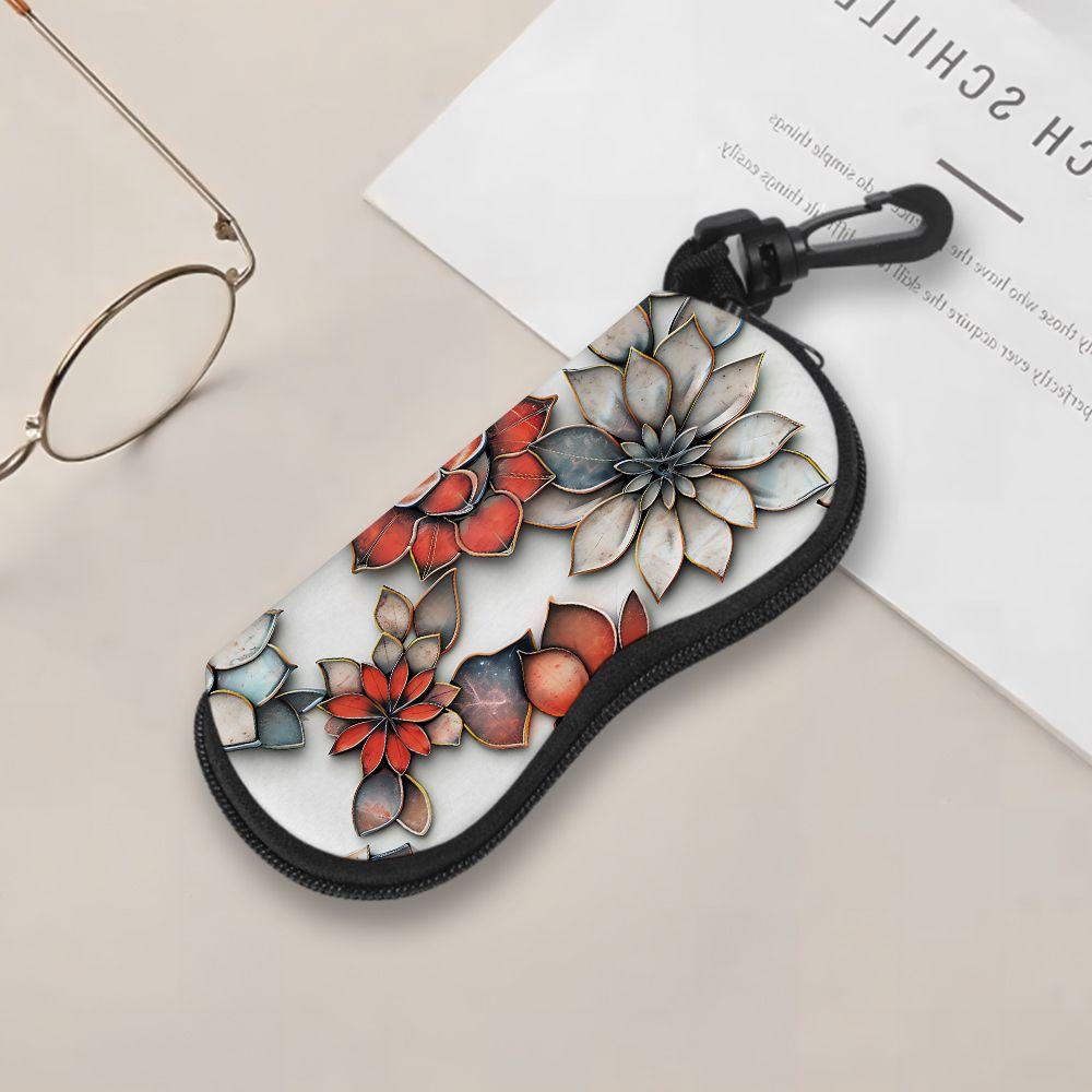 2D-Floral Print Protective Eyeglasses Holder, Sunglasses Case, Aesthetic Botanical Pattern Eyewear Pouch, Stylish Women Travel Spectacle Container
