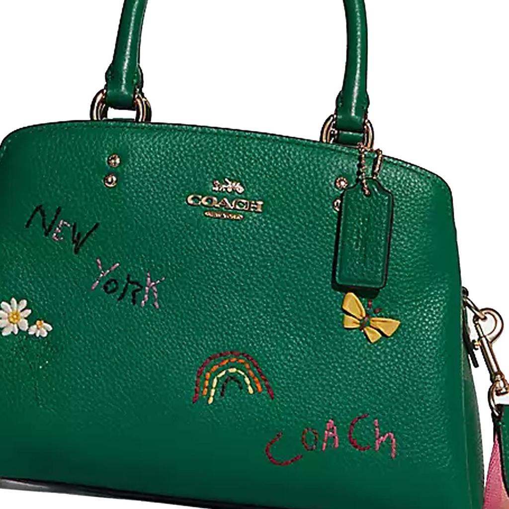 Coach X Diary Embroidery Lillie Embroidery 26 Solid Top Handle Embroidered Leather Tote Shoulder Crossbody Bag Large Women Bags Green C8364-IMGRU