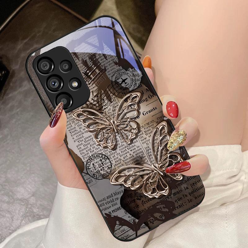Винтажная Бабочка Для Samsung Galaxy S10 4G S20 11E 30 S21 22 S24 Fe Pro S23 S25 Ultra 5G S9 Чехол Из Закаленного Стекла Для Телефона