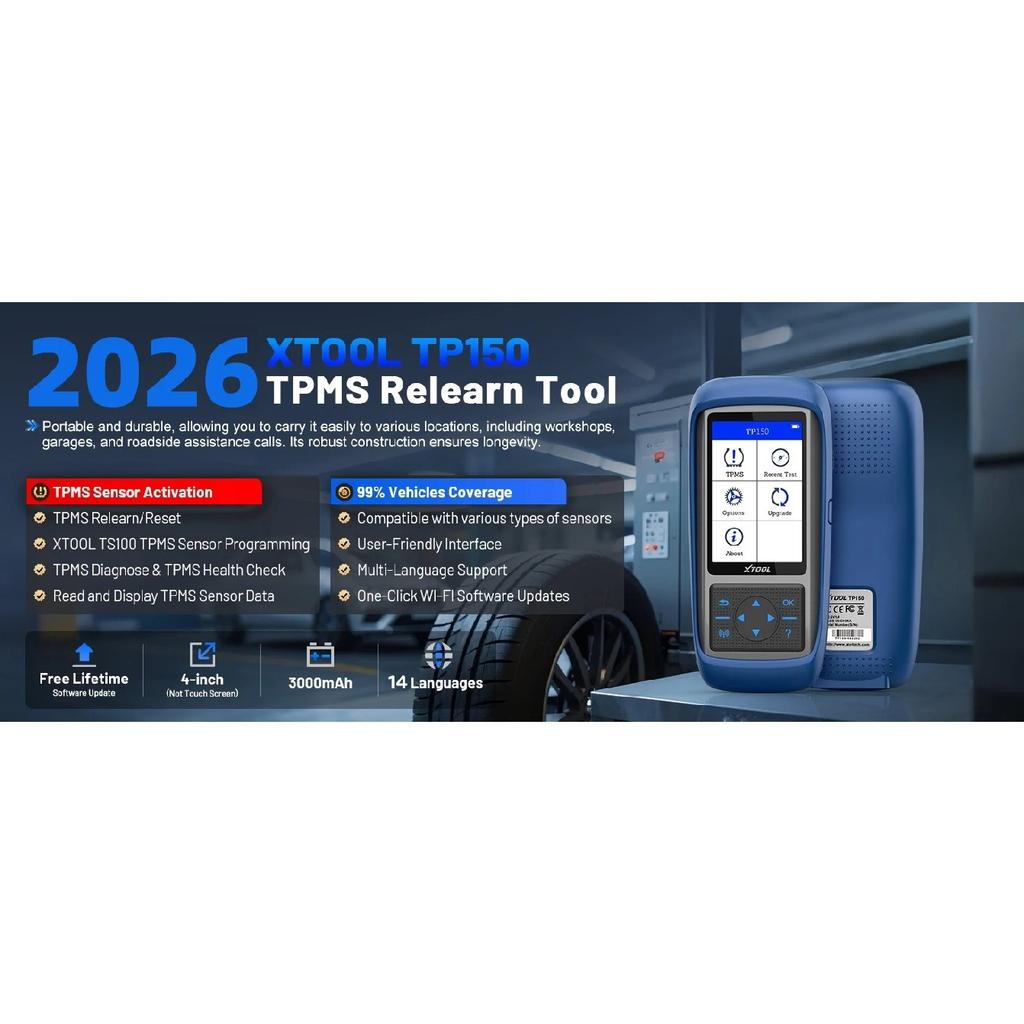 XTOOL TP150 TPMS Programming Tools For 315Mhz & 433Mhz Sensors Tire Pressure Reset Tool Sensor Activation Lifetime Free Update