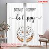2pcs 2D Flat Printing Drapes Donut Worry Be Happy Polyester Without Electricity Party Decorations Use for Decorations