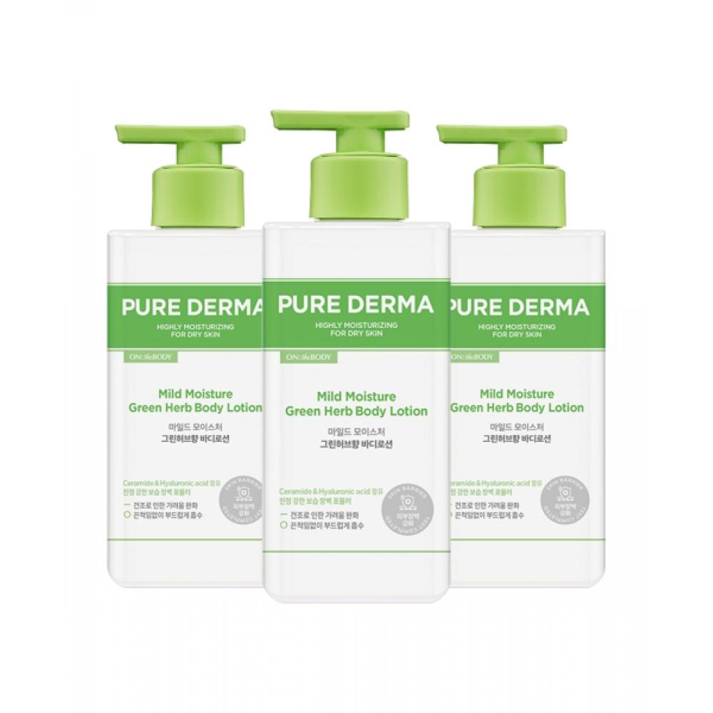 OntheBody Pure Derma Лосьон для тела Зеленые травы 400 мл X 3