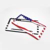2pcs Universal Aluminum Alloy US Car License Plate Frame Cover Auto Accessory USA Flag Waterproof Number Plate Holder License Plate Covers Frames 6